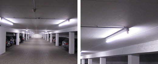 LED-Röhren im Einsatz - Parkgarage